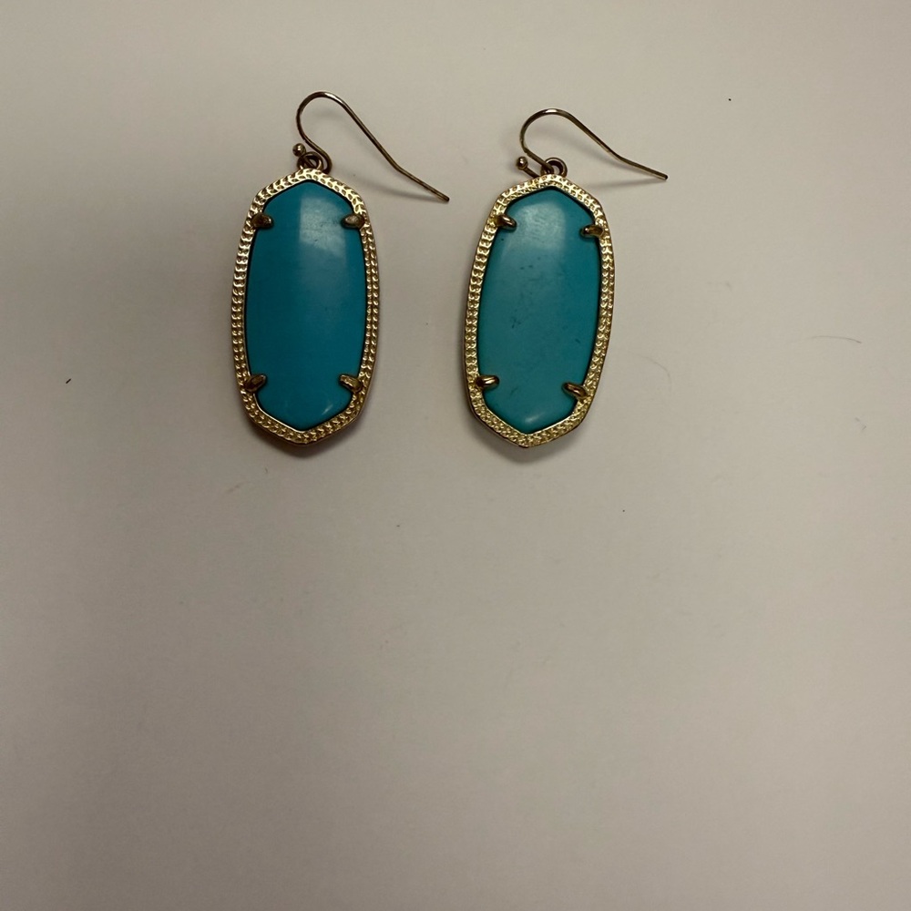 Kendra Scott Blue and Gold Dangle Earrings